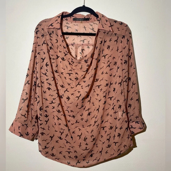 Sheer Blouse with Bird Print - Picture 1 of 2